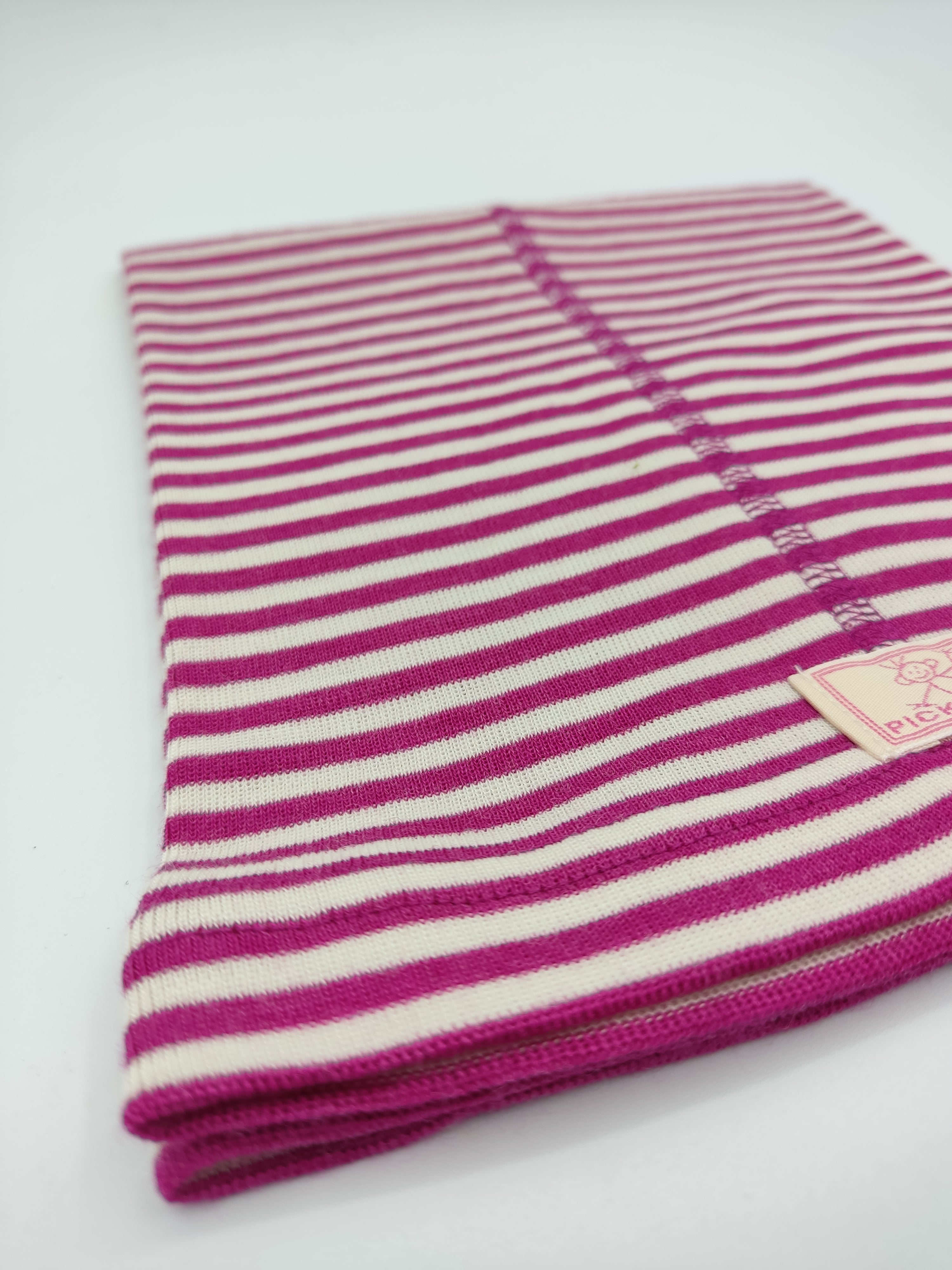 Scaldacollo in lana e seta per bambino e adulto // riga Fucsia